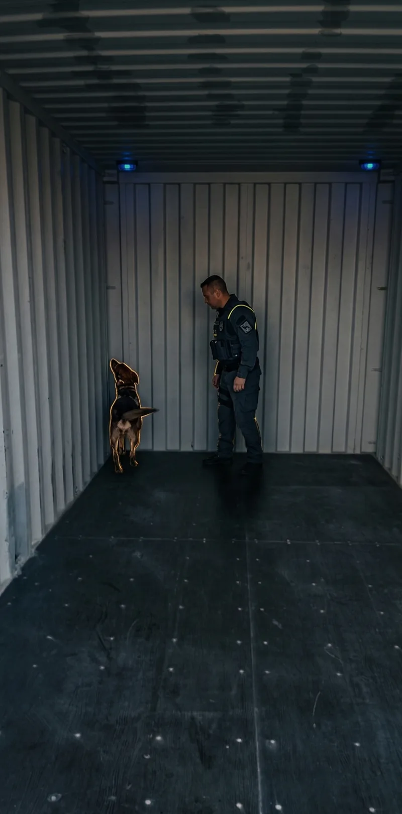 Inspección K-9 en contenedor